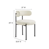 Wheat Boucle Fabric Dining Chairs Set of 2 in Ivory Black