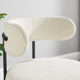 Wheat Boucle Fabric Dining Chairs Set of 2 in Ivory Black
