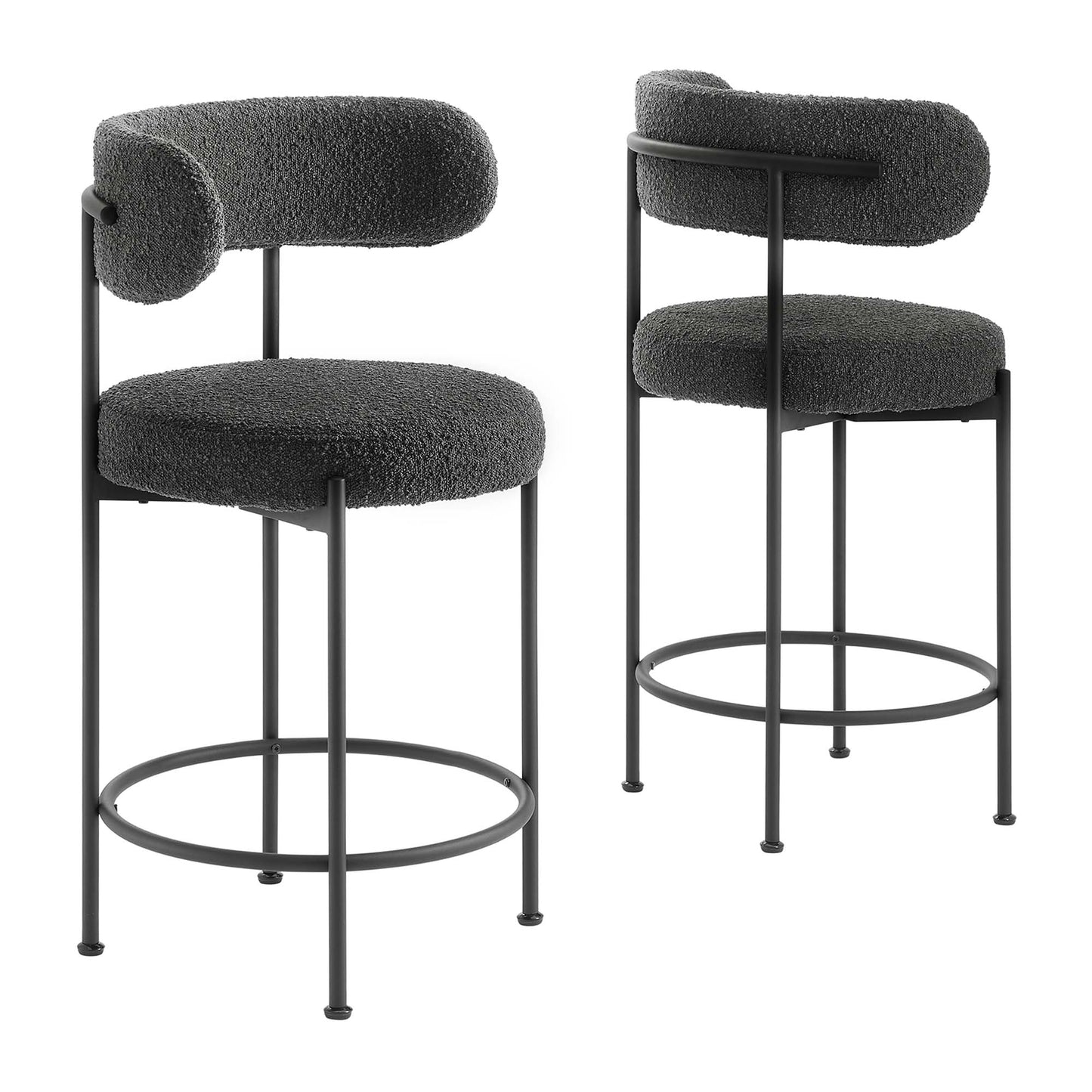Albie Boucle Fabric Counter Stools Set of 2 by Furniture For America
