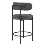 Wheat Boucle Fabric Counter Stools Set of 2 in Charcoal Black