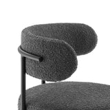 Wheat Boucle Fabric Counter Stools Set of 2 in Charcoal Black