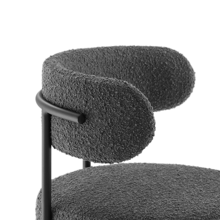 Wheat Boucle Fabric Counter Stools Set of 2 in Charcoal Black
