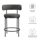 Wheat Boucle Fabric Counter Stools Set of 2 in Charcoal Black
