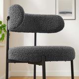 Wheat Boucle Fabric Counter Stools Set of 2 in Charcoal Black
