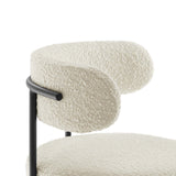 Wheat Boucle Fabric Counter Stools Set of 2 in Ivory Black