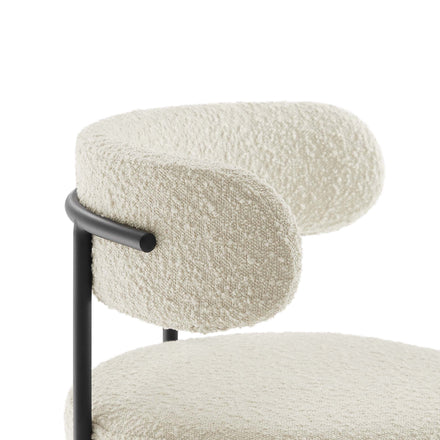 Albie Boucle Fabric Counter Stools Set of 2 in Ivory Black