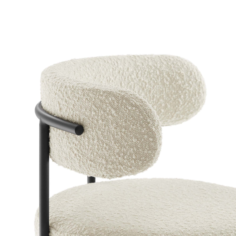 Wheat Boucle Fabric Counter Stools Set of 2 in Ivory Black