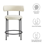 Wheat Boucle Fabric Counter Stools Set of 2 in Ivory Black