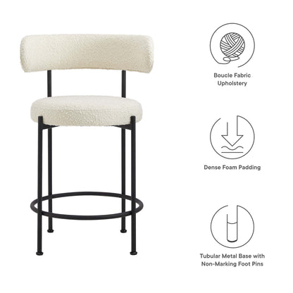 Albie Boucle Fabric Counter Stools Set of 2 by Furniture For America
