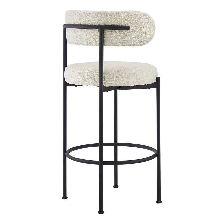 Wheat Boucle Fabric Bar Stools Set of 2 in Ivory Black
