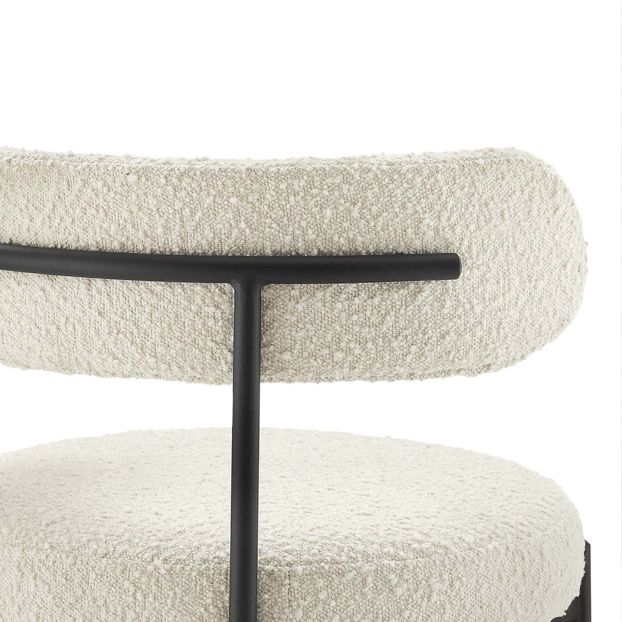 Wheat Boucle Fabric Bar Stools Set of 2 in Ivory Black