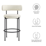 Wheat Boucle Fabric Bar Stools Set of 2 in Ivory Black