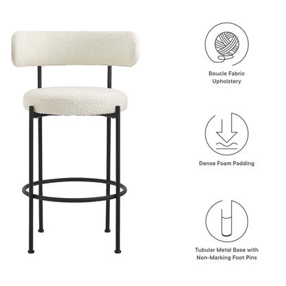 Albie Boucle Fabric Counter Stools Set of 2 by Furniture For America
