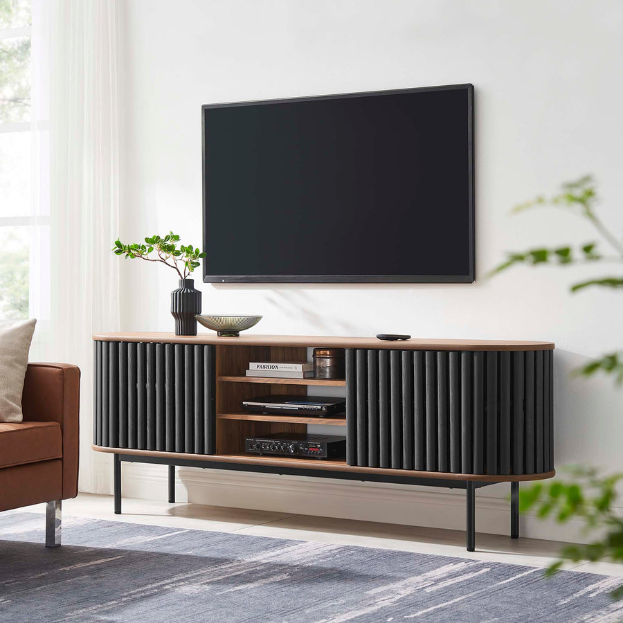 Hollis 71" TV Stand in Walnut Black