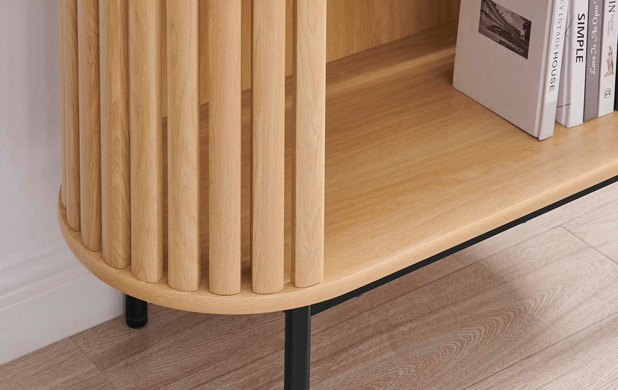 Hollis Three Tier Display Cabinet in Oak