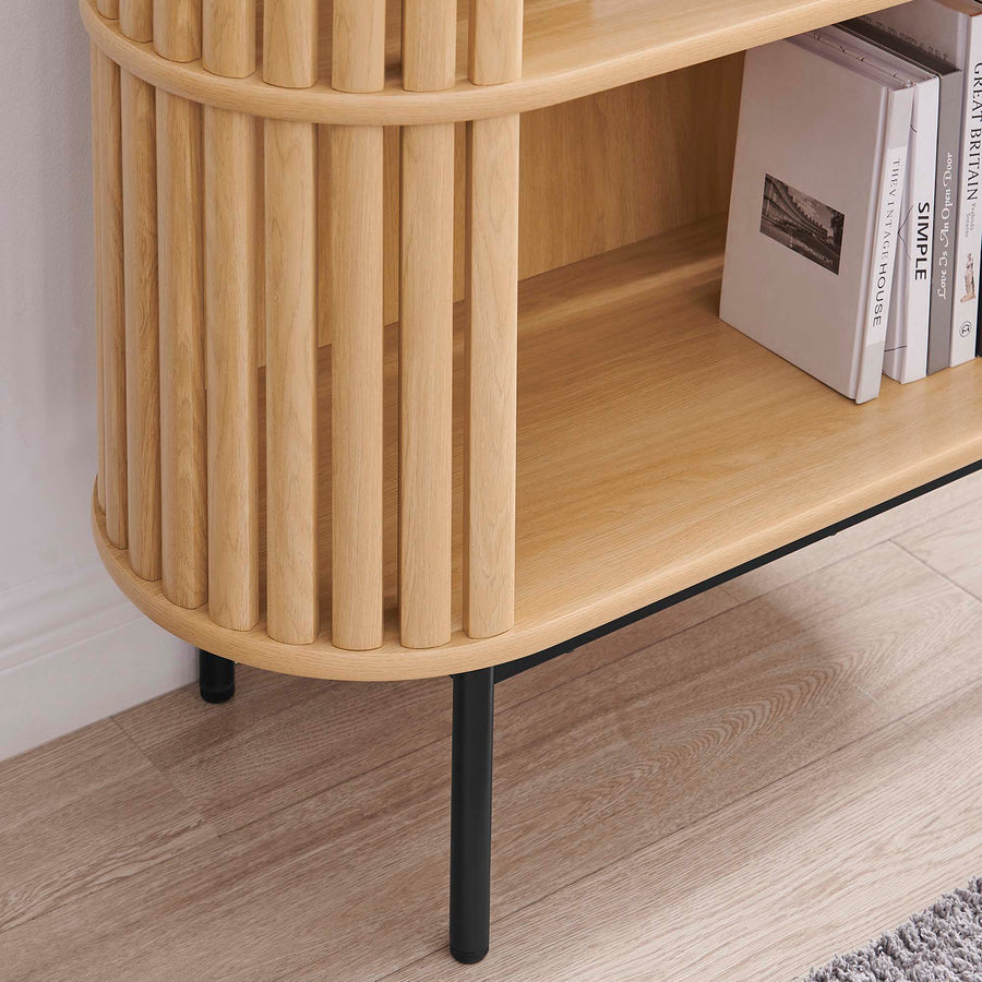 Hollis Three Tier Display Cabinet in Oak