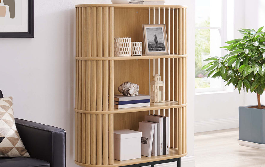 Hollis Three Tier Display Cabinet in Oak