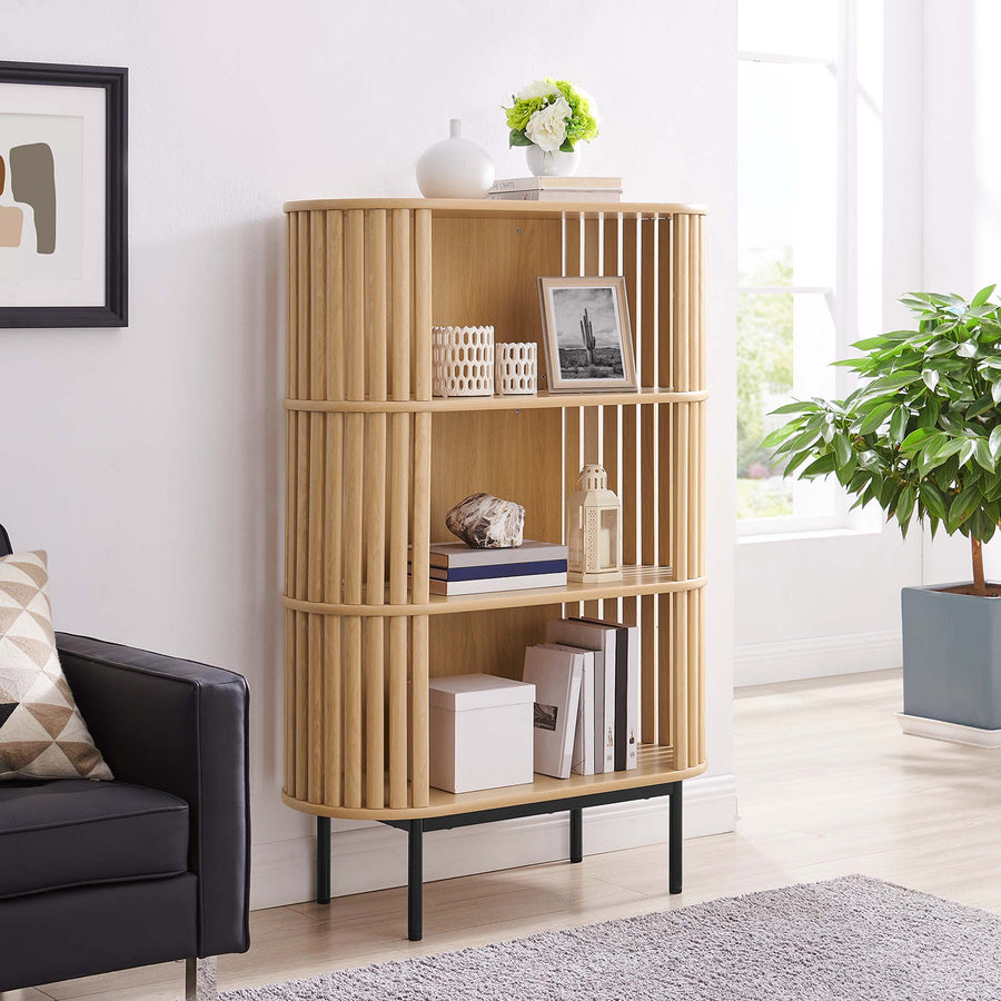 Hollis Three Tier Display Cabinet in Oak