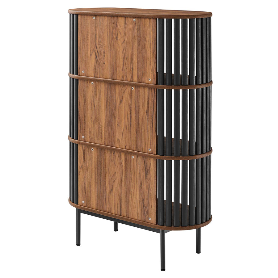 Hollis Three Tier Display Cabinet in Walnut Black