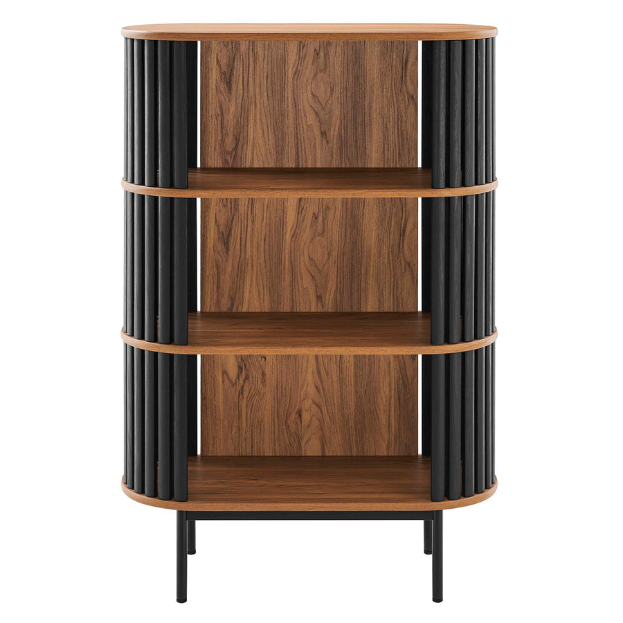 Hollis Three Tier Display Cabinet in Walnut Black