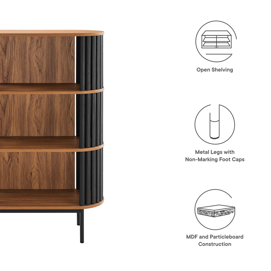 Hollis Three Tier Display Cabinet in Walnut Black