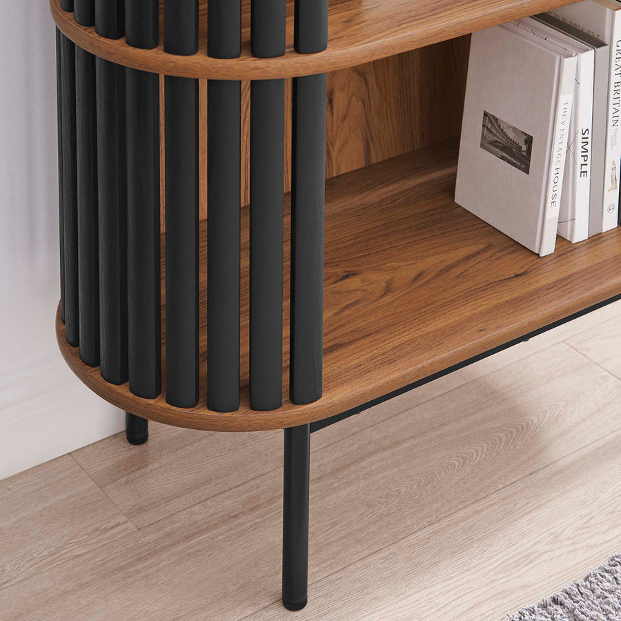 Hollis Three Tier Display Cabinet in Walnut Black