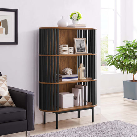 Fortitude Three Tier Display Cabinet in Walnut Black