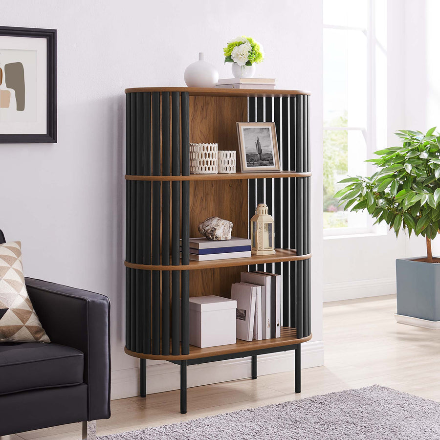Hollis Three Tier Display Cabinet in Walnut Black