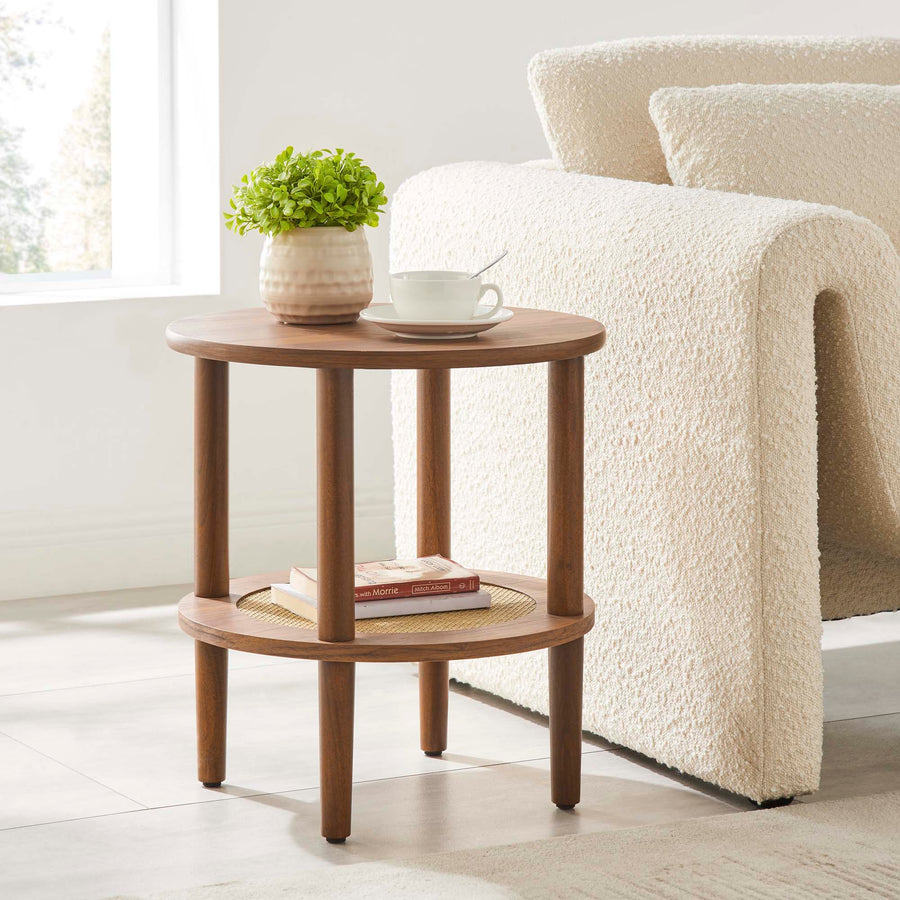 Touriga Round Side Table in Walnut