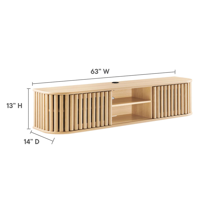Hollis 63" Wall-Mounted TV Stand in Oak