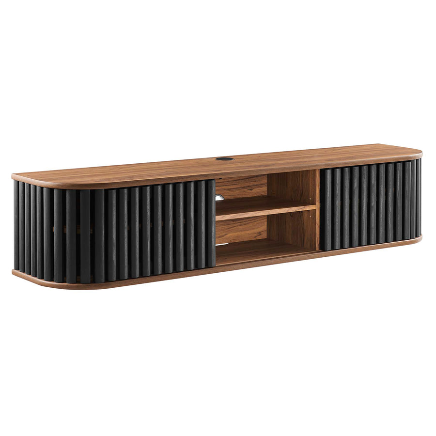 Hollis 63" Wall-Mounted TV Stand in Walnut Black