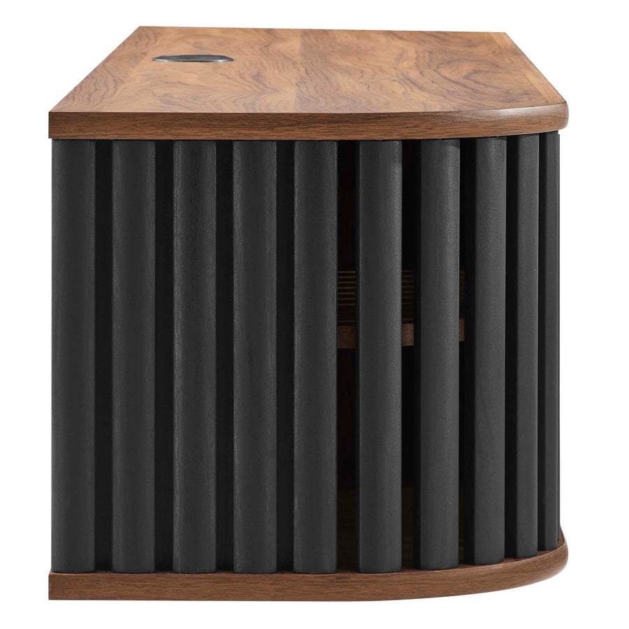Hollis 63" Wall-Mounted TV Stand in Walnut Black