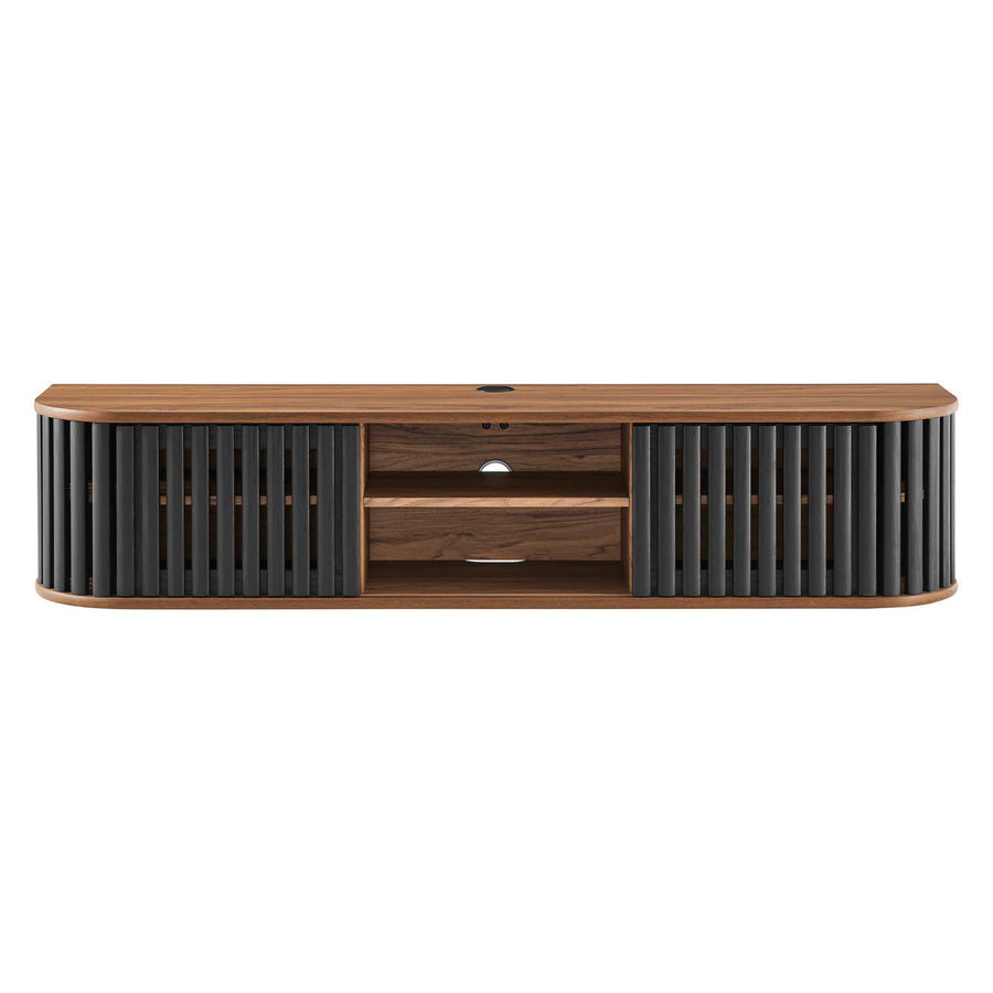 Hollis 63" Wall-Mounted TV Stand in Walnut Black