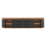 Hollis 63" Wall-Mounted TV Stand in Walnut Black