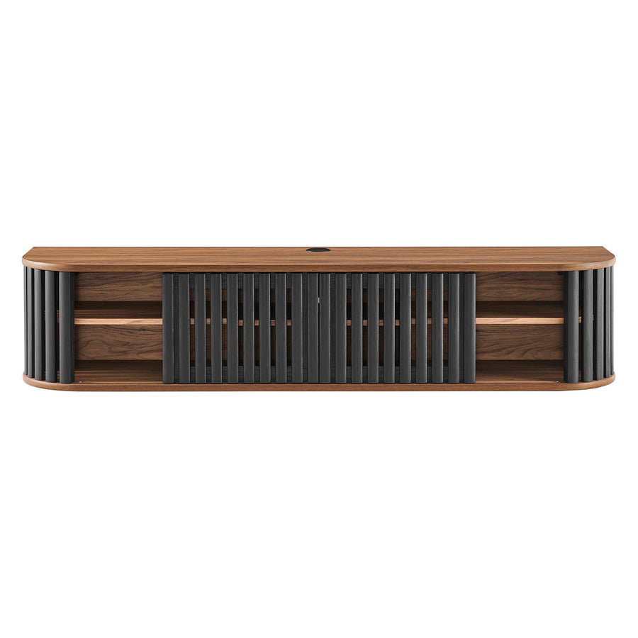 Hollis 63" Wall-Mounted TV Stand in Walnut Black