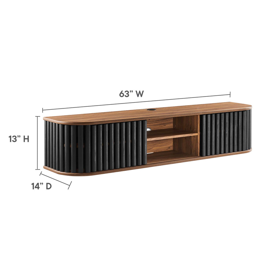 Hollis 63" Wall-Mounted TV Stand in Walnut Black