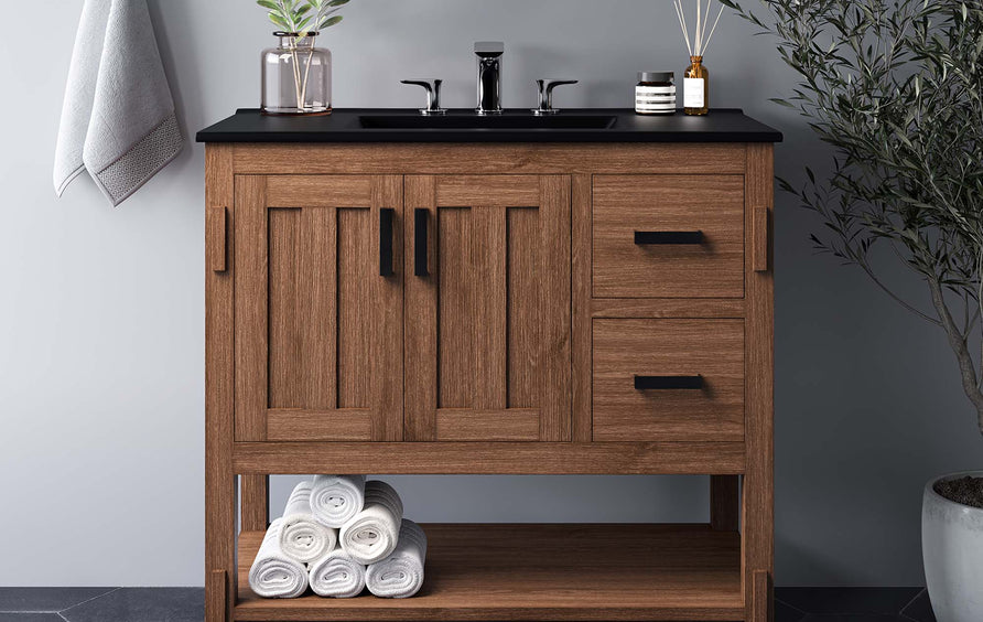 Tramontana 36" Wood Bathroom Vanity in Walnut Black