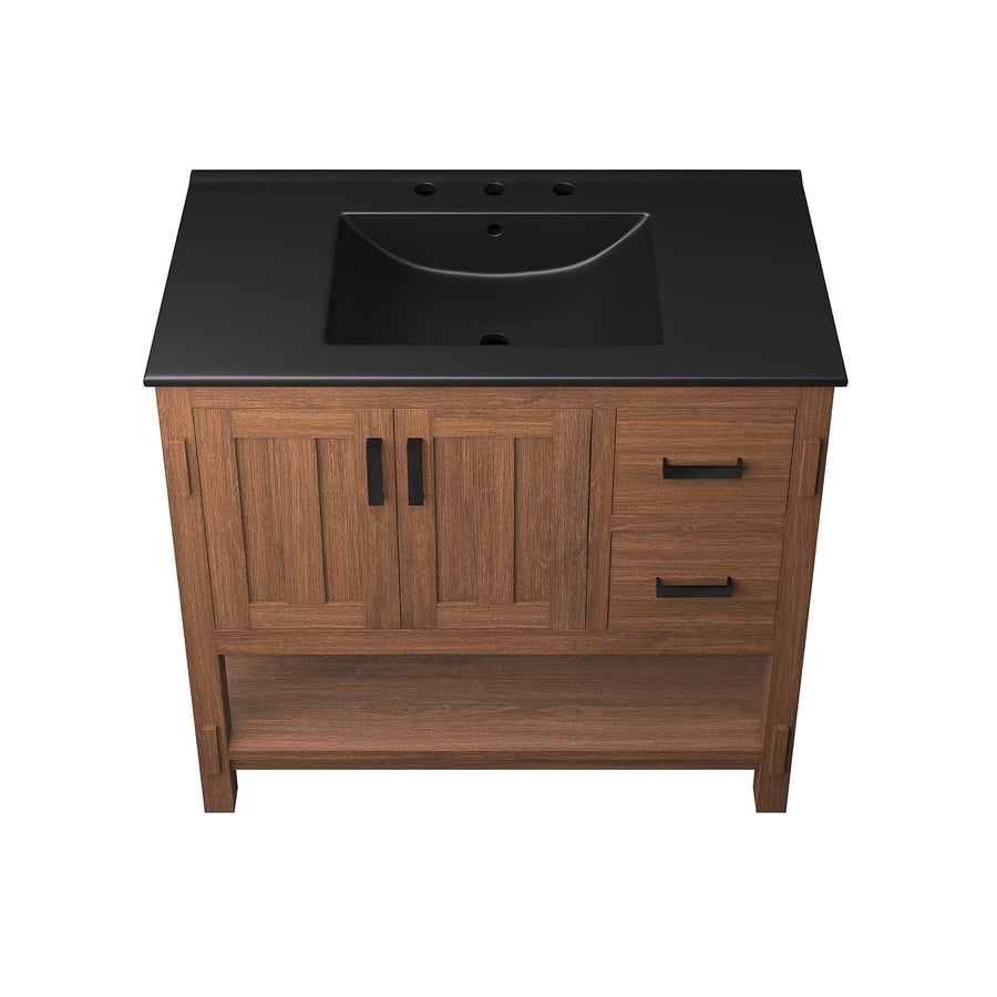 Tramontana 36" Wood Bathroom Vanity in Walnut Black