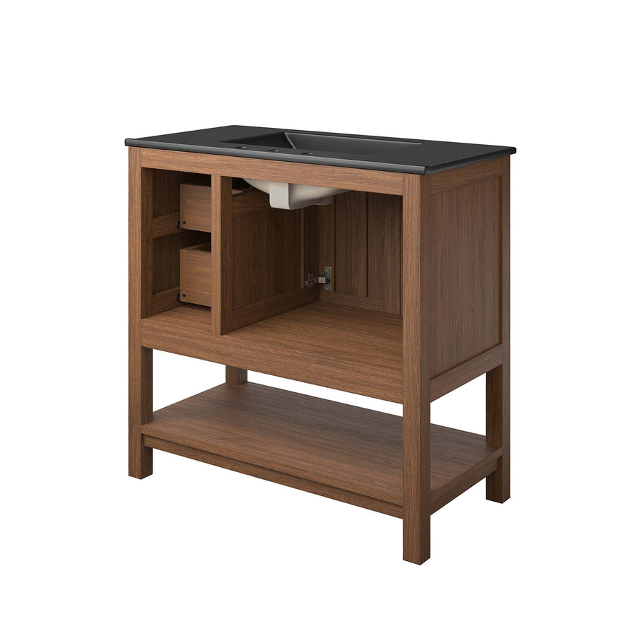 Tramontana 36" Wood Bathroom Vanity in Walnut Black