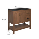 Tramontana 36" Wood Bathroom Vanity in Walnut Black