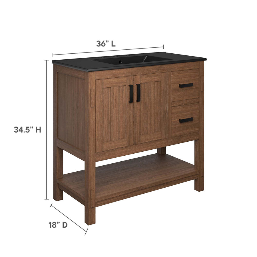 Tramontana 36" Wood Bathroom Vanity in Walnut Black