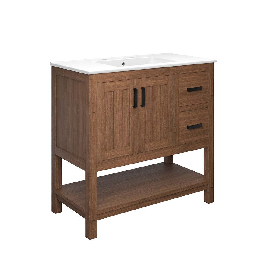 Tramontana 36" Wood Bathroom Vanity in Walnut White