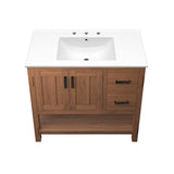 Tramontana 36" Wood Bathroom Vanity in Walnut White