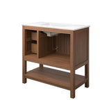 Tramontana 36" Wood Bathroom Vanity in Walnut White