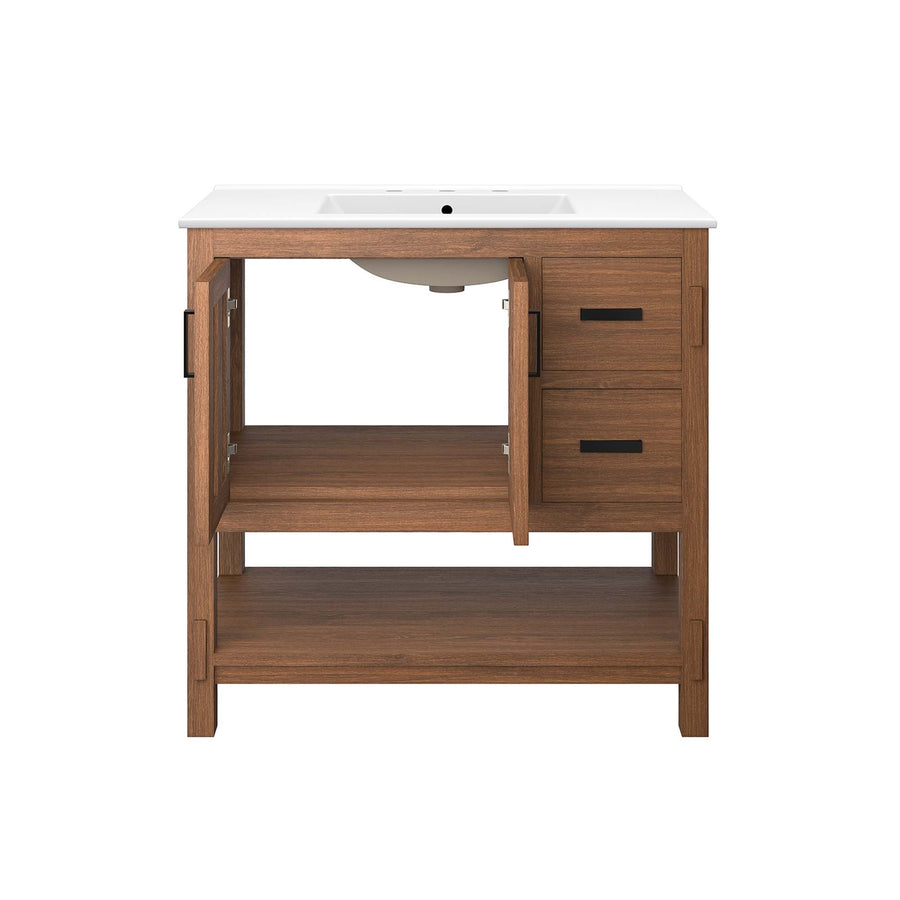 Tramontana 36" Wood Bathroom Vanity in Walnut White