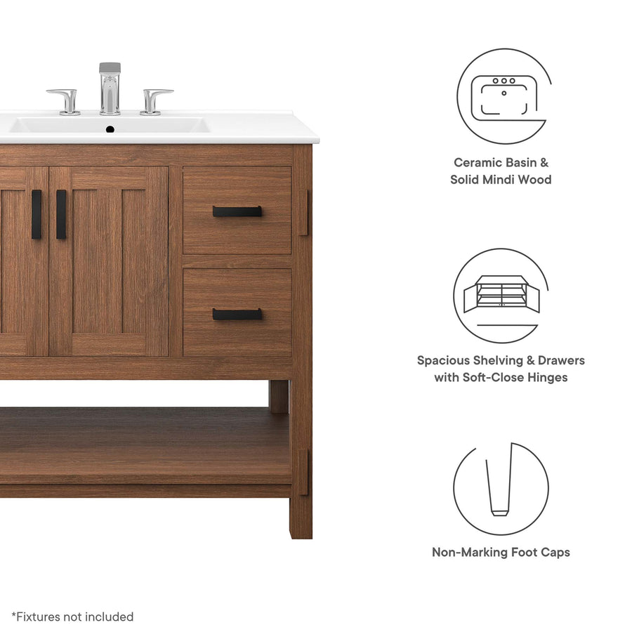 Tramontana 36" Wood Bathroom Vanity in Walnut White