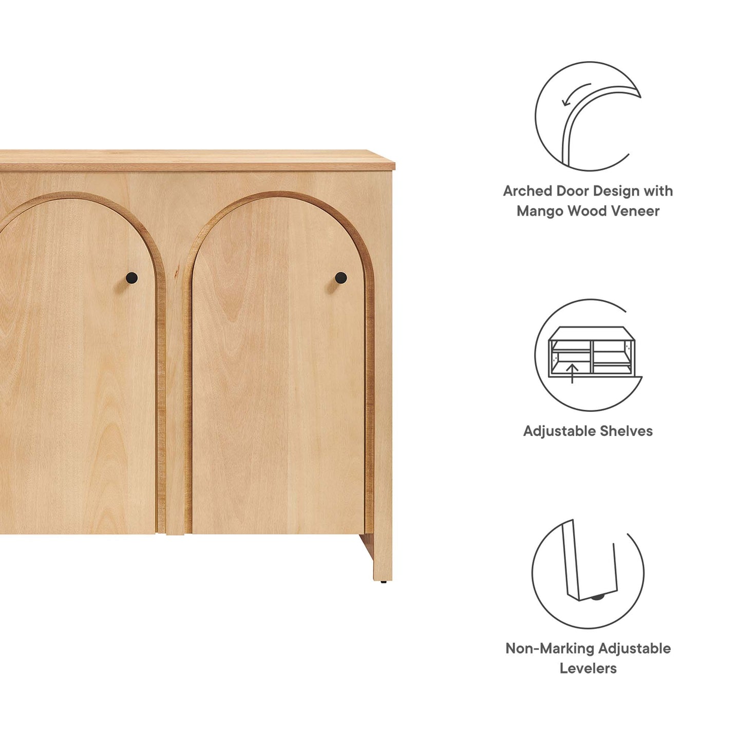 Appia 3-Door Arched Door Sideboard Storage Cabinet by Furniture For America