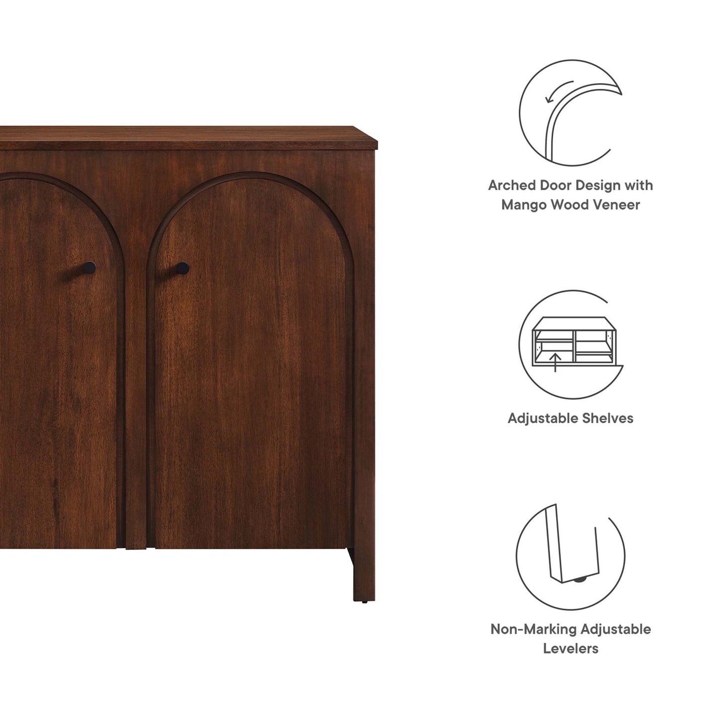 Appia 2-Door Arched Door Storage Cabinet by Furniture For America