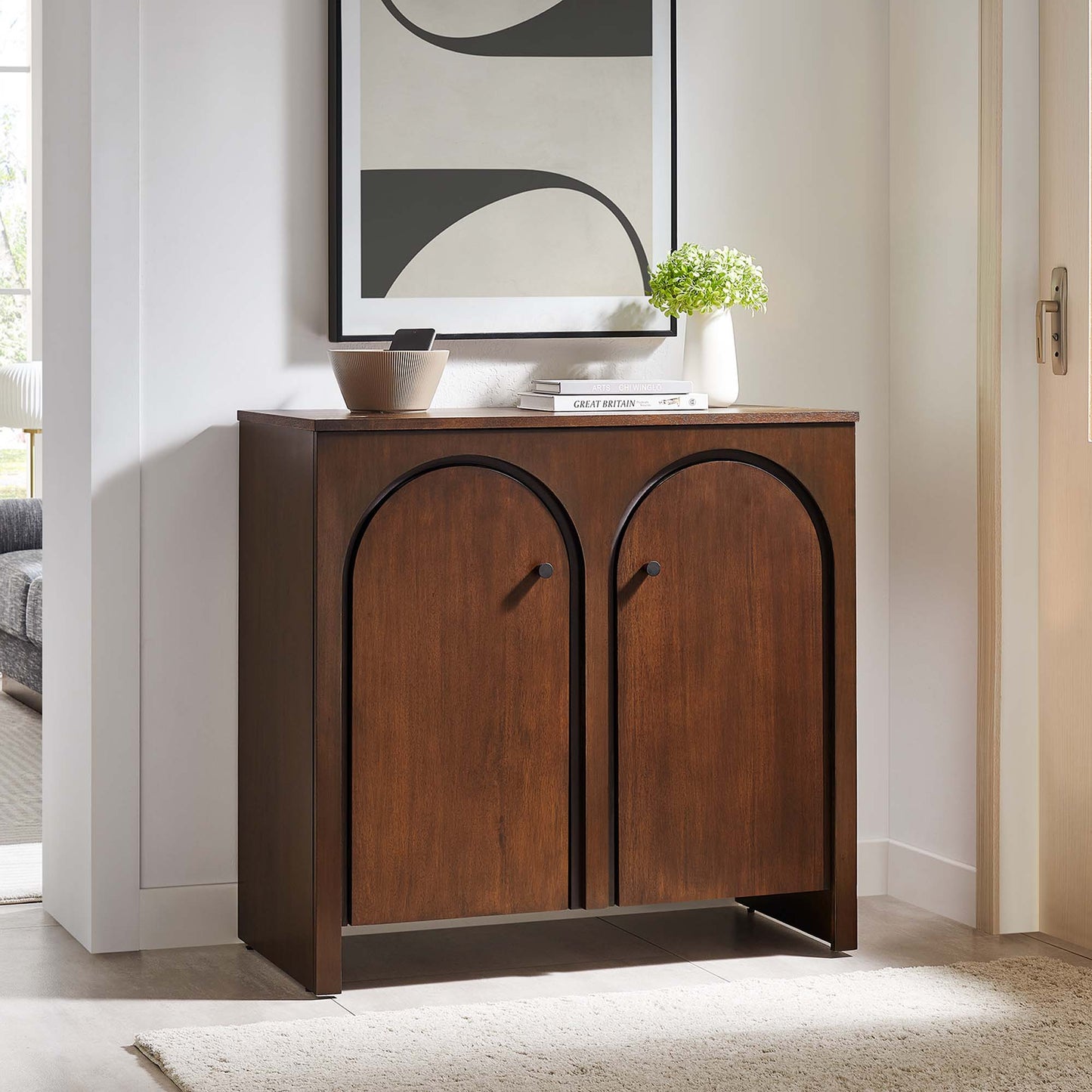 Appia 2-Door Arched Door Storage Cabinet by Furniture For America
