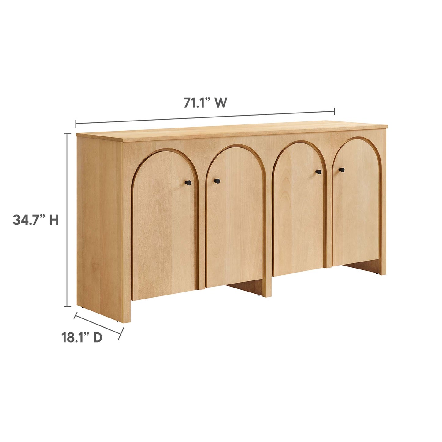 Appia Wood Grain 4-Door Sideboard Storage Cabinet by Furniture For America